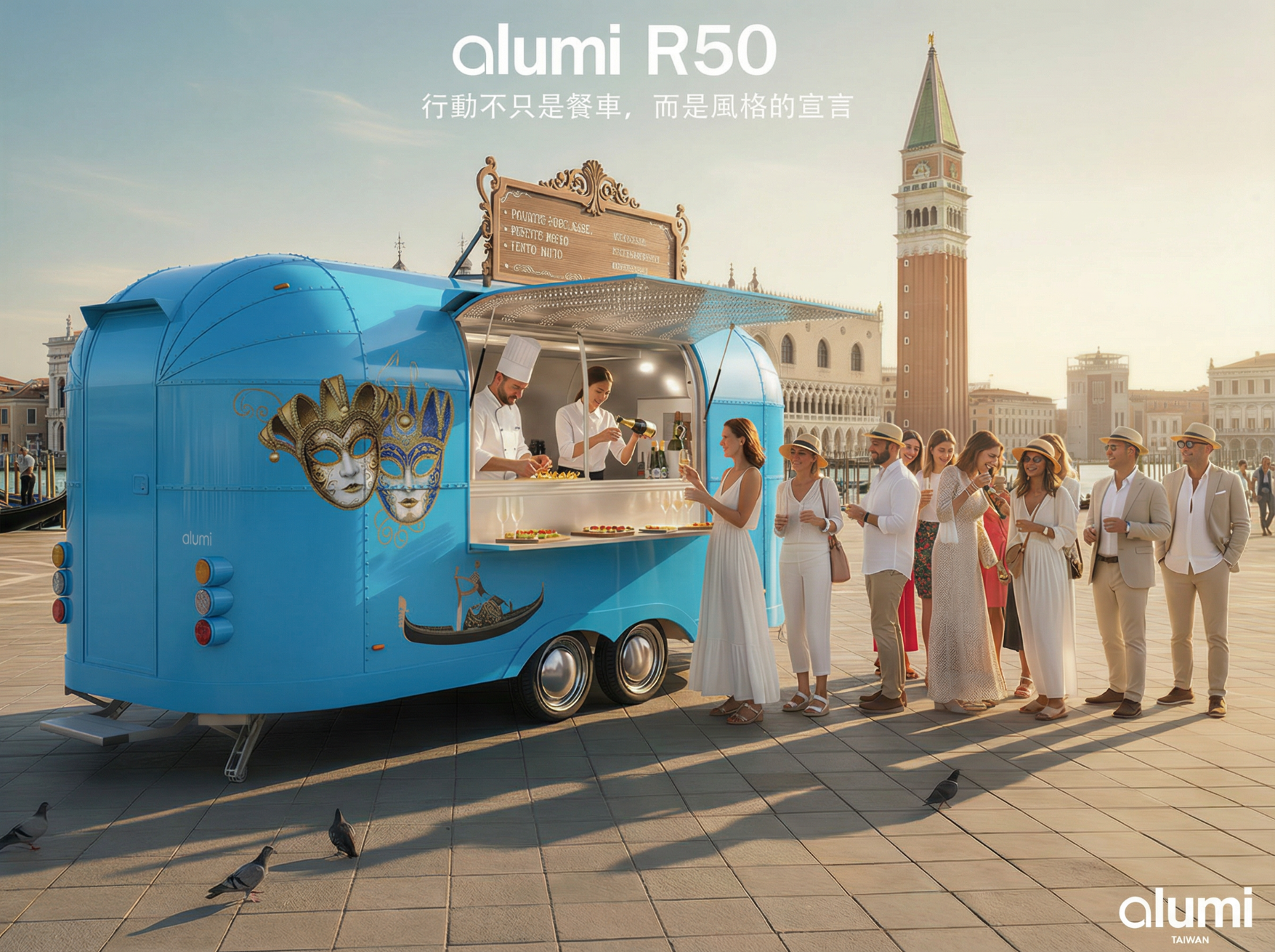 alumi 餐車 R50 餐車情境圖（威尼斯）｜台灣製造